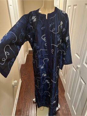 Embroidered vintage Navy Blue Long kaftan